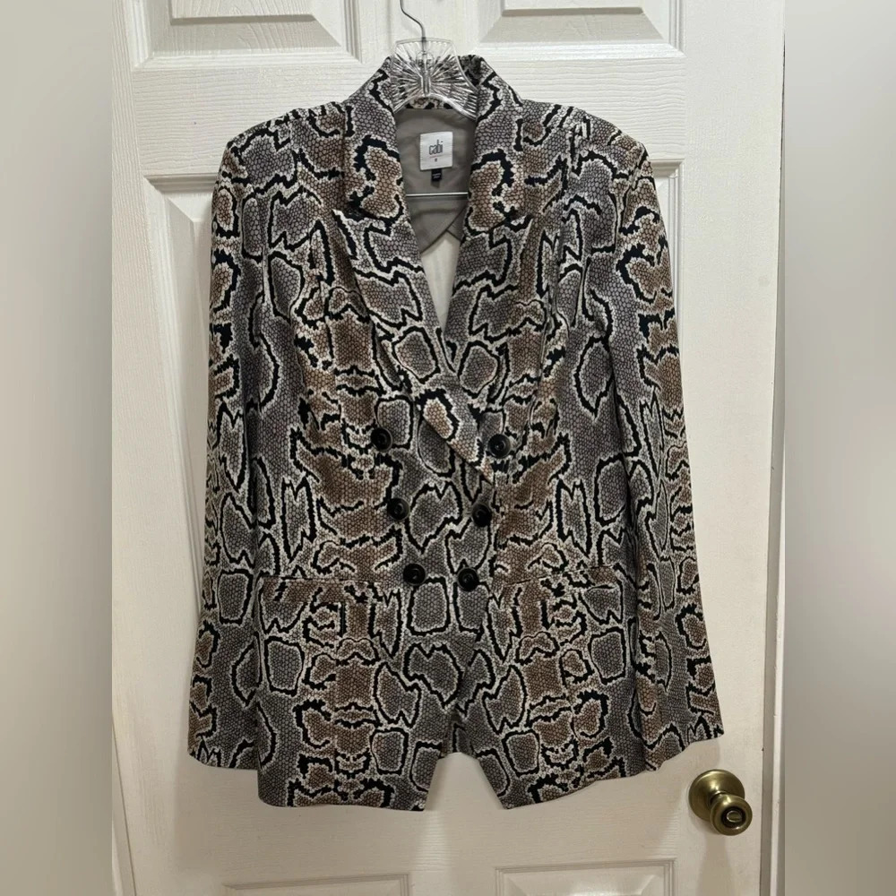 Cabi Samantha Python Snakeskin Doublebreasted Blazer Office Size 8 Neutrals
